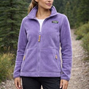 L.L.Bean Mountain Classic Fleece Jacket Purple Womens M Petite Full Zip Gorpcore